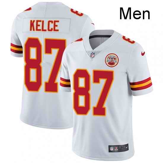 Men Nike Kansas City Chiefs 87 Travis Kelce White Vapor Untouchable Limited Player NFL Jersey